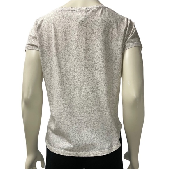 H&M Basic 100% Cotton Tee Shirt, Short Sleeve Cream with Black Dots Size Small - Picture 2 of 7